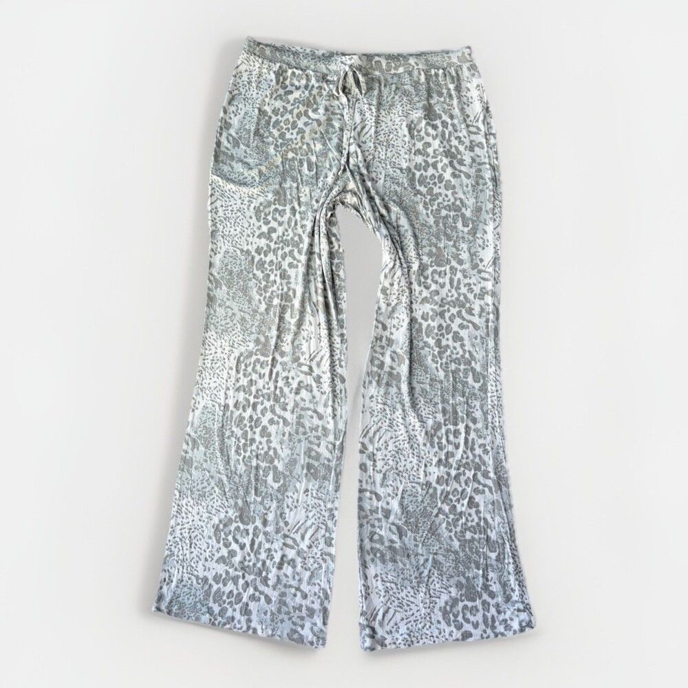 Honeydew Intimates Pajama Pants Womens XL Gray Leopard Print Wide Leg
